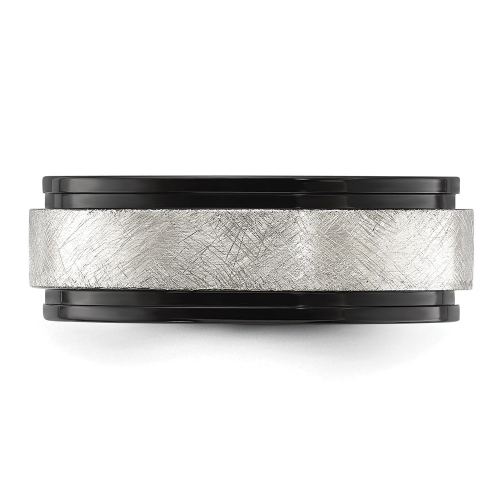 Titanium Polished with Brushed Center Black IP-plated 8mm Band