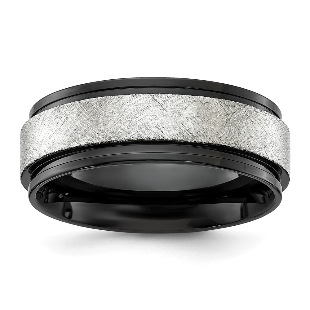 Titanium Polished with Brushed Center Black IP-plated 8mm Band