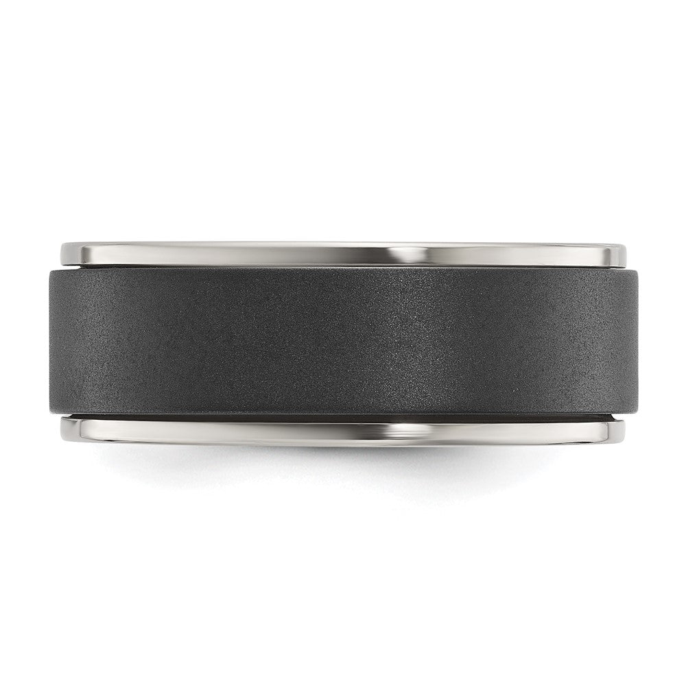 Titanium Polished with Brushed Black Zirconium Rotating Ring Band