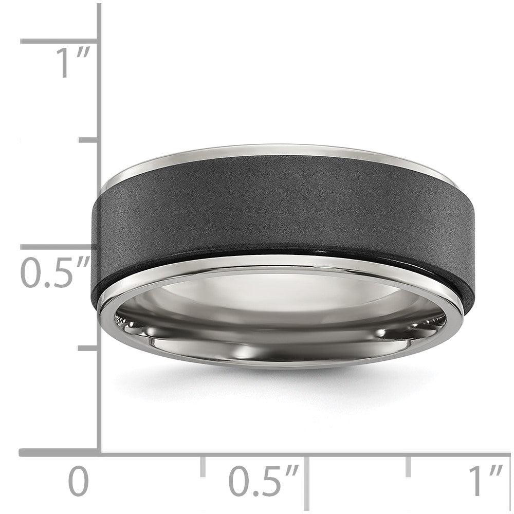 Titanium Polished with Brushed Black Zirconium Rotating Ring Band