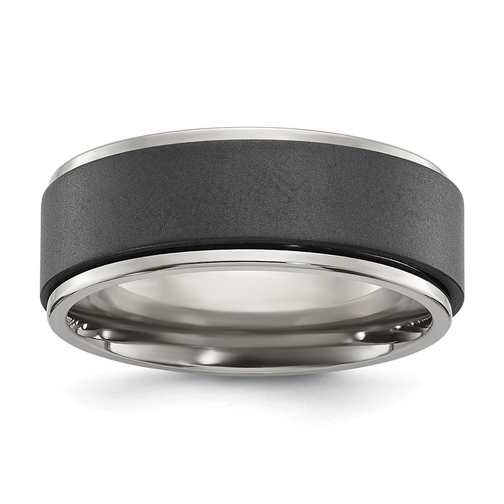 Titanium Polished with Brushed Black Zirconium Rotating Ring Band