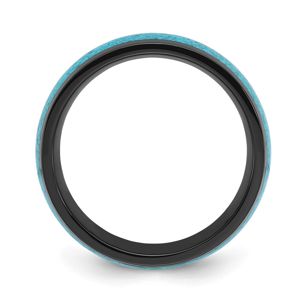 Titanium Polished Black IP-plated with Turquoise Inlay 8mm Band