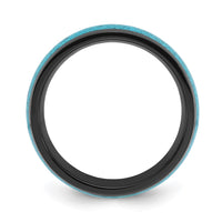Titanium Polished Black IP-plated with Turquoise Inlay 8mm Band