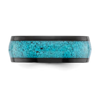 Titanium Polished Black IP-plated with Turquoise Inlay 8mm Band