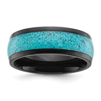 Titanium Polished Black IP-plated with Turquoise Inlay 8mm Band