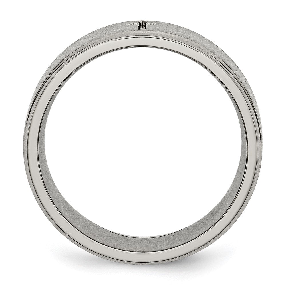 Titanium Brushed Center Cross 8mm Ridged Edge Band