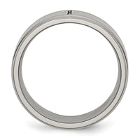 Titanium Brushed Center Cross 8mm Ridged Edge Band