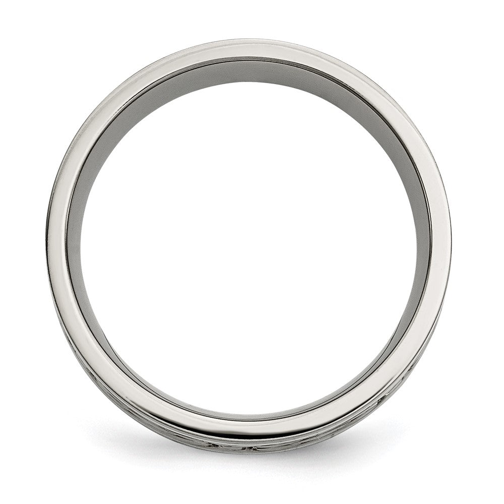 Titanium Polished w/Sterling Silver Inlay Celtic Knot 8mm Flat Band