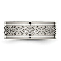 Titanium Polished w/Sterling Silver Inlay Celtic Knot 8mm Flat Band