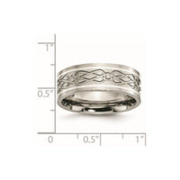 Titanium Polished w/Sterling Silver Inlay Celtic Knot 8mm Flat Band