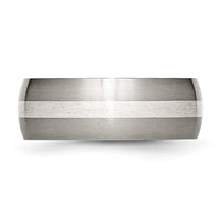 Titanium Brushed w/Sterling Silver Inlay 8mm Band