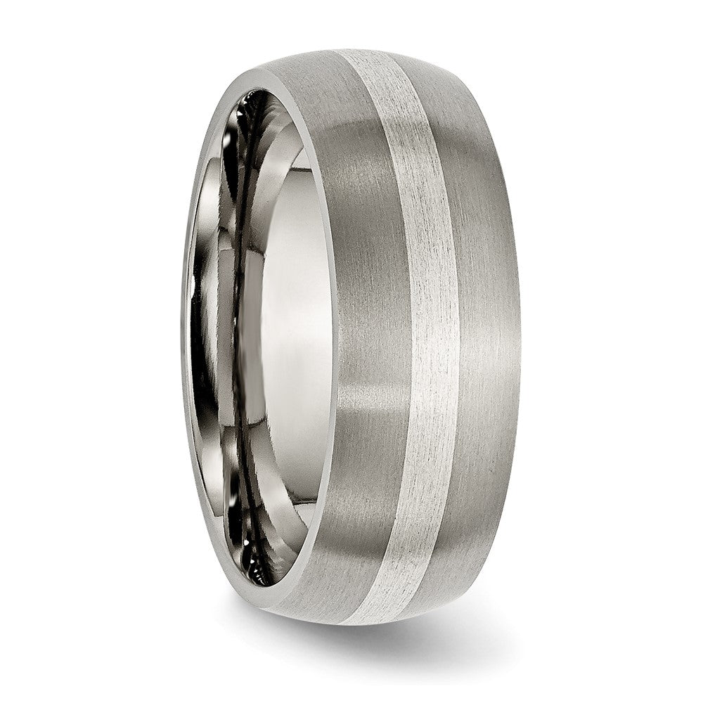 Titanium Brushed w/Sterling Silver Inlay 8mm Band