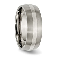 Titanium Brushed w/Sterling Silver Inlay 8mm Band
