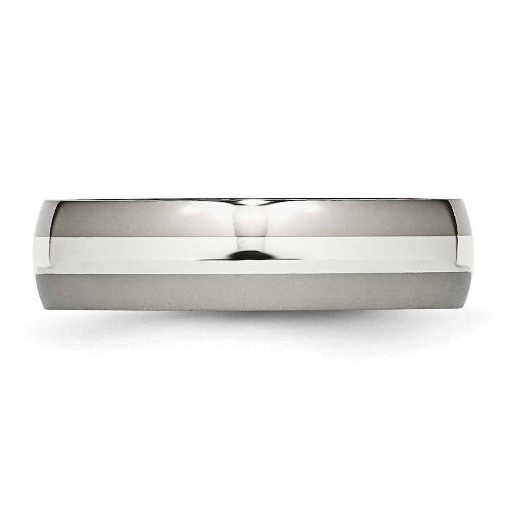 Titanium Polished w/Sterling Silver Inlay 6mm Band