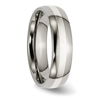 Titanium Polished w/Sterling Silver Inlay 6mm Band