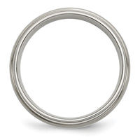 Titanium Brushed Center w/Sterling Silver Inlay 6mm Ridged Edge Band
