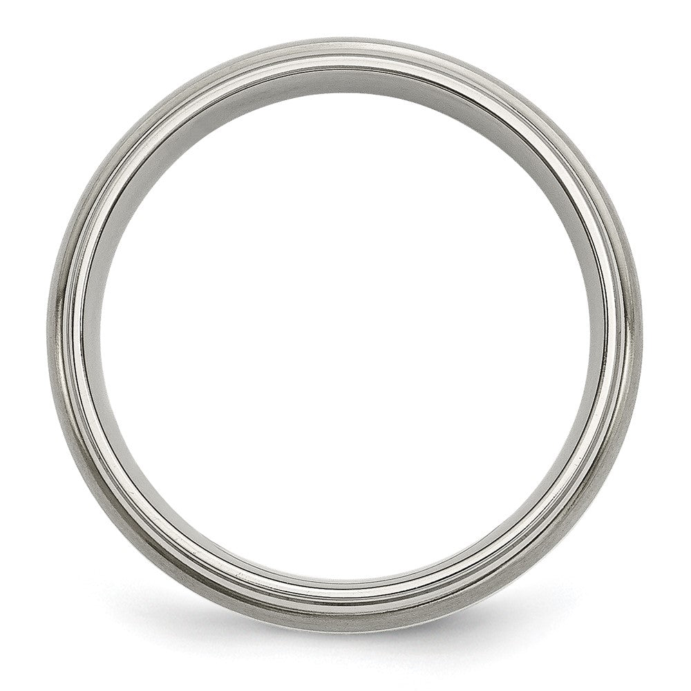Titanium Brushed Center w/Sterling Silver Inlay 6mm Ridged Edge Band