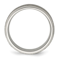 Titanium Polished w/Sterling Silver Inlay Stone Finish Center Grooved Band