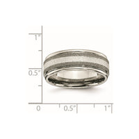 Titanium Polished w/Sterling Silver Inlay Stone Finish Center Grooved Band