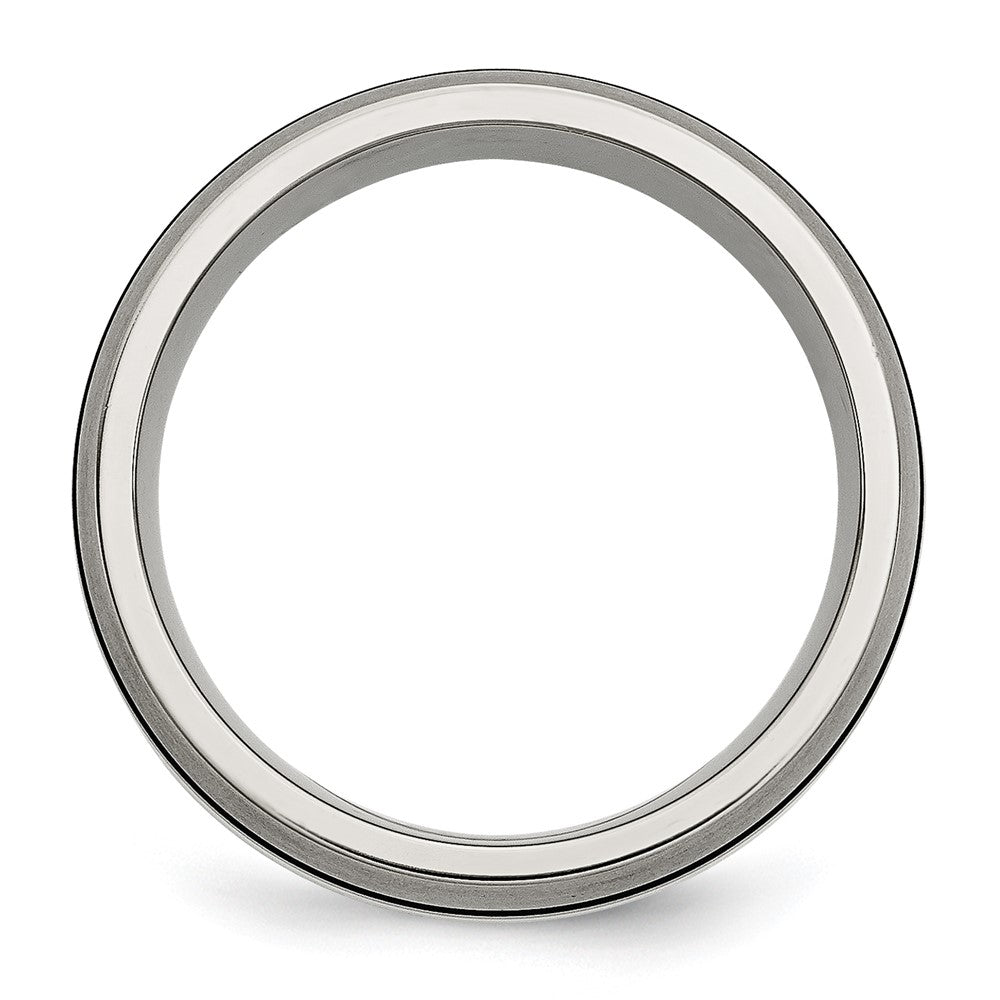 Titanium Antiqued/Brushed w/Sterling Silver Inlay 8mm Grooved Band