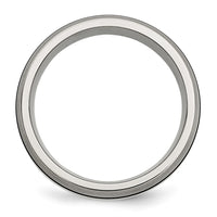 Titanium Antiqued/Brushed w/Sterling Silver Inlay 8mm Grooved Band