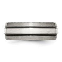Titanium Antiqued/Brushed w/Sterling Silver Inlay 8mm Grooved Band