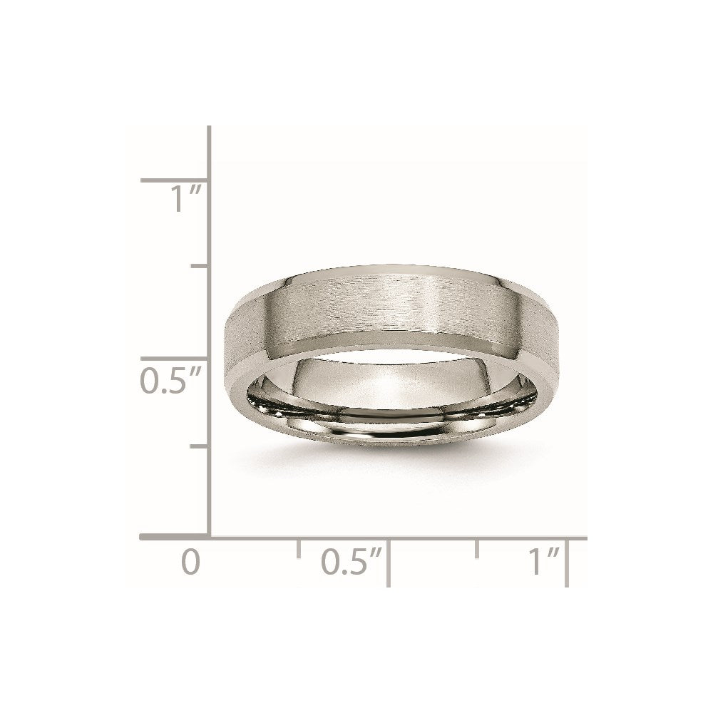 Titanium Brushed w/Polished and Beveled Edge 6mm Band