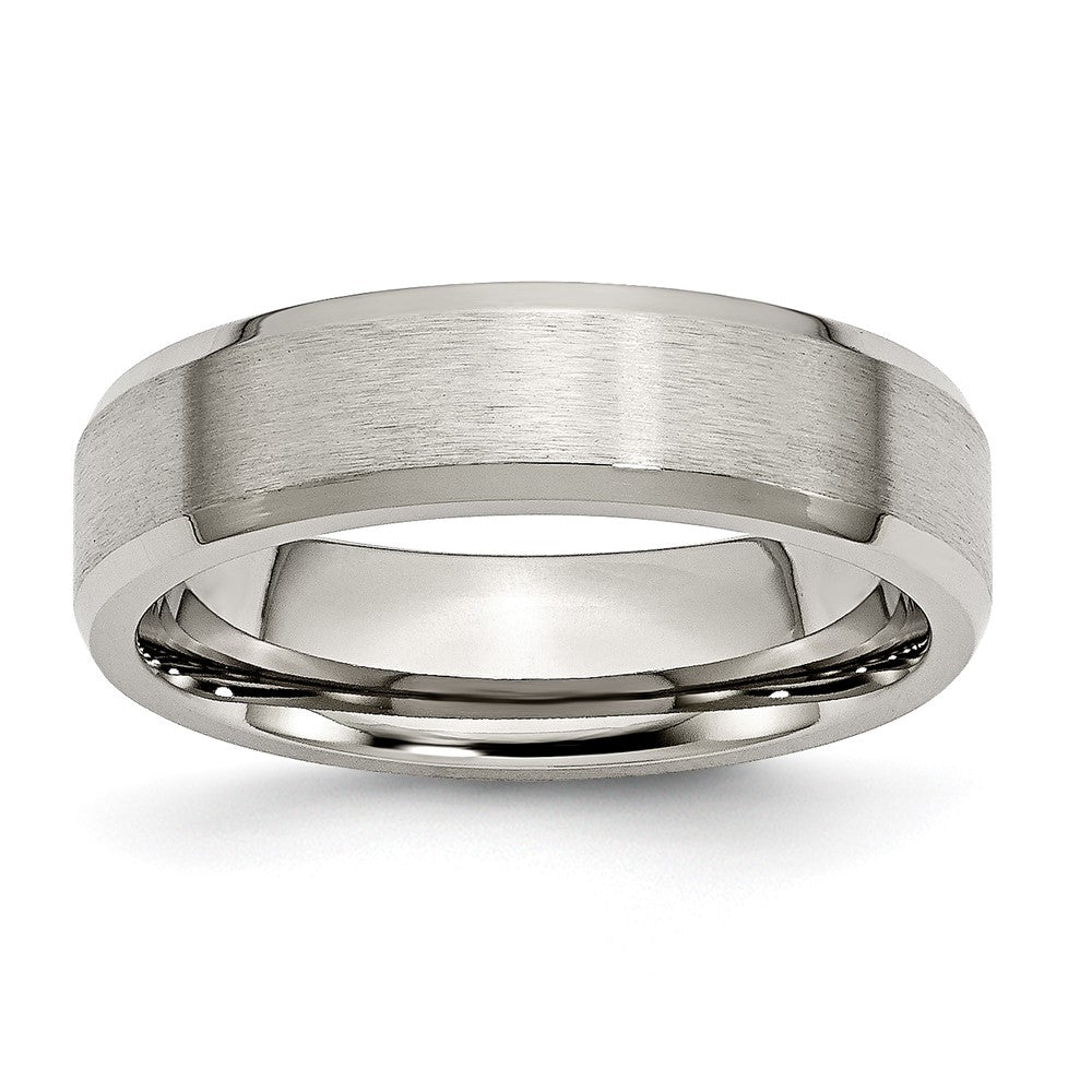 Titanium Brushed w/Polished and Beveled Edge 6mm Band