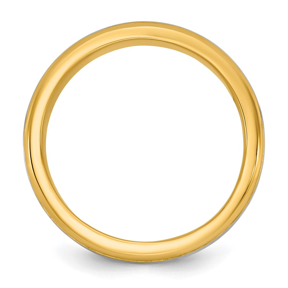 14k Two-Tone Y/W 6mm Beveled Edge Wedding Band Size 8.5