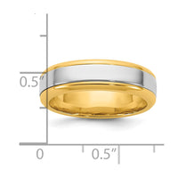 14k Two-Tone Y/W 6mm Beveled Edge Wedding Band Size 8.5