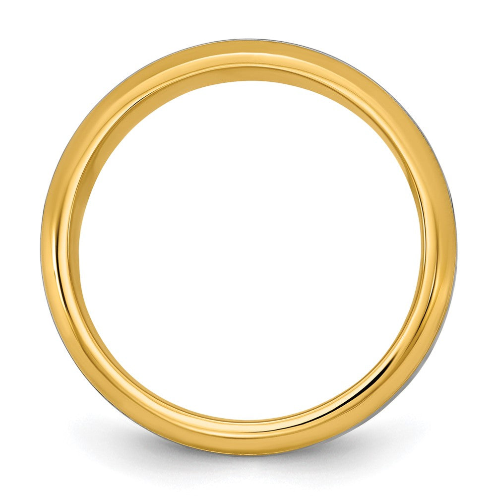 14k Two-Tone Y/W 7mm Beveled Edge Wedding Band Size 11.5