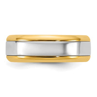 14k Two-Tone Y/W 7mm Beveled Edge Wedding Band Size 11.5