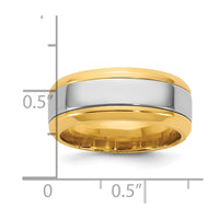 14k Two-Tone Y/W 8mm Beveled Edge Wedding Band Size 9.5