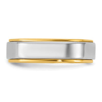 14k Two-Tone Y/W 6mm Step Edge Wedding Band Size 9