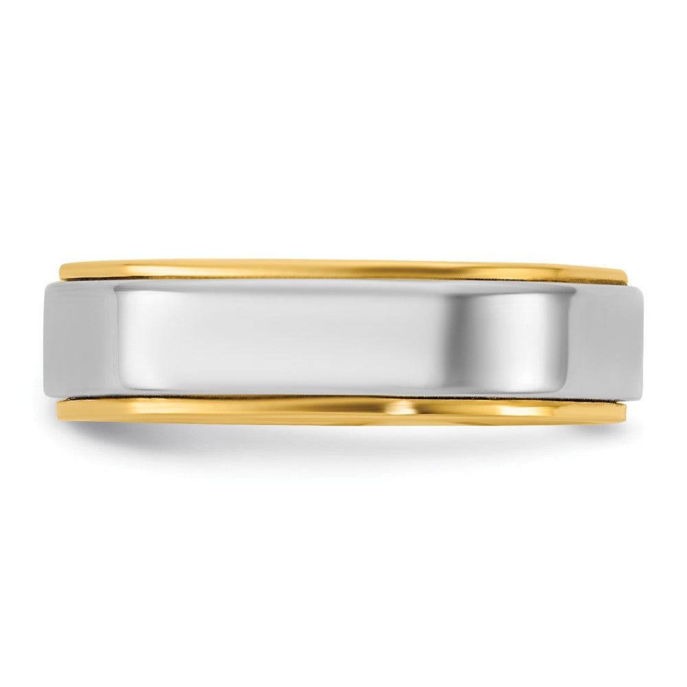 14k Two-Tone Y/W 6mm Step Edge Wedding Band Size 11.5