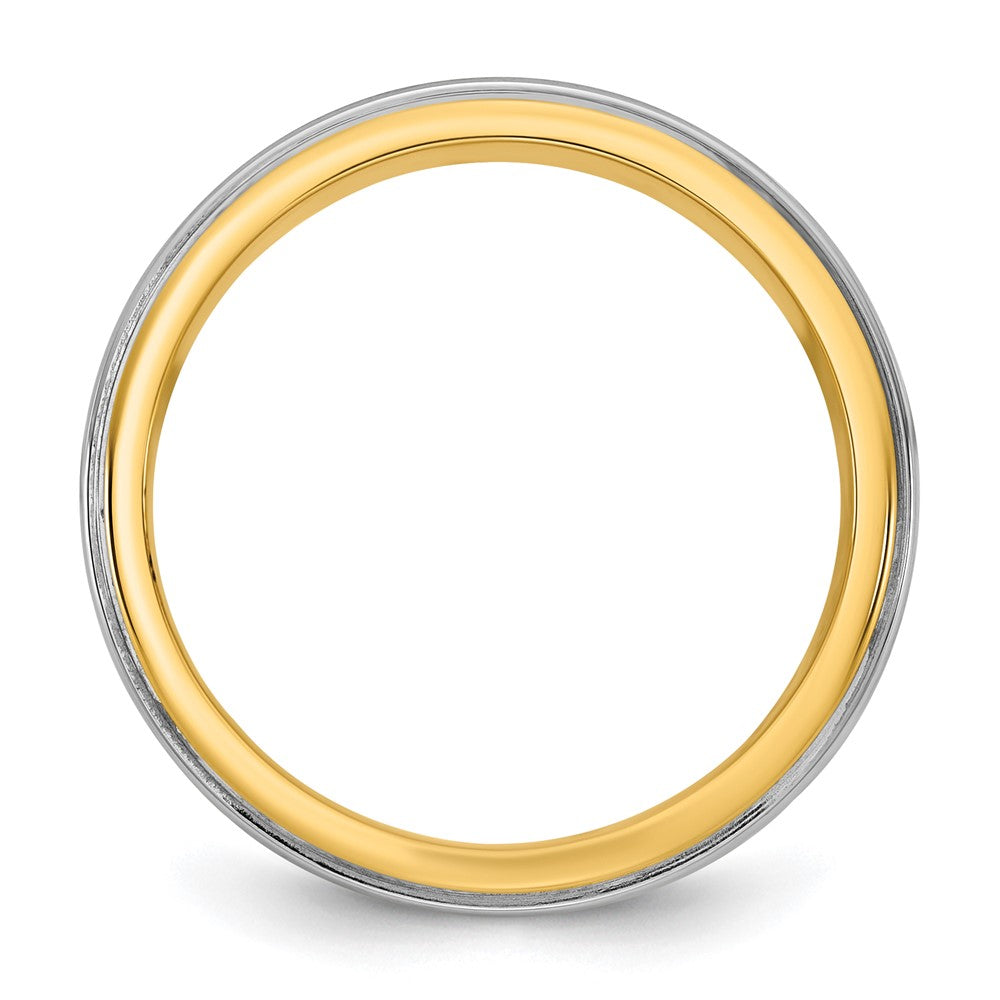 14k Two-Tone Y/W 7mm Step Edge Wedding Band Size 13
