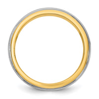 14k Two-Tone Y/W 7mm Step Edge Wedding Band Size 7.5
