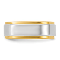 14k Two-Tone Y/W 7mm Step Edge Wedding Band Size 12.5