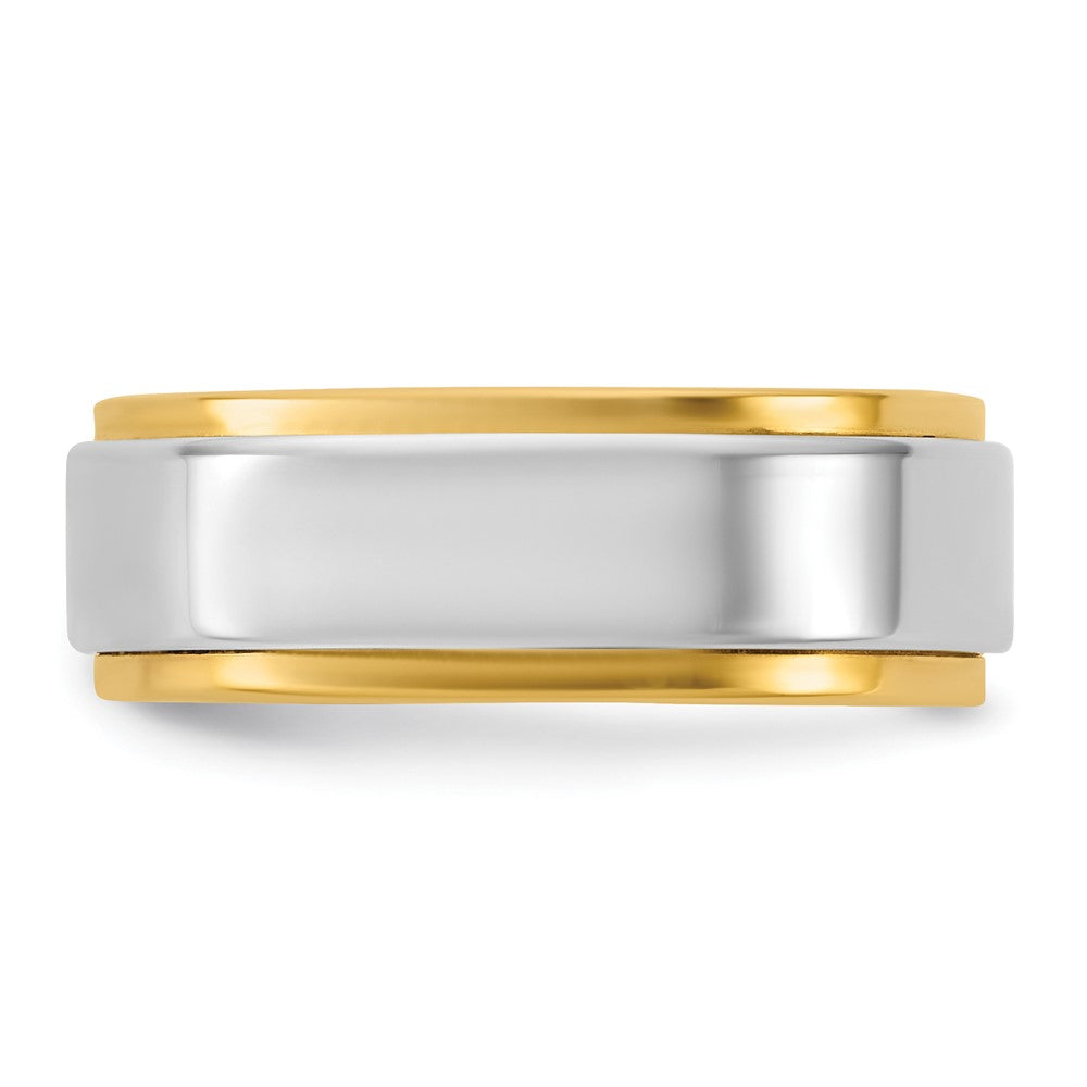 14k Two-Tone Y/W 7mm Step Edge Wedding Band Size 8
