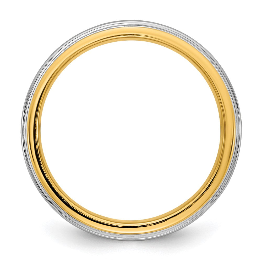 14k Two-Tone Y/W 8mm Step Edge Wedding Band Size 12.5