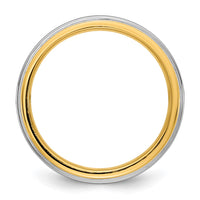 14k Two-Tone Y/W 8mm Step Edge Wedding Band Size 12.5