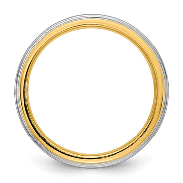 14k Two-Tone Y/W 8mm Step Edge Wedding Band Size 12.5