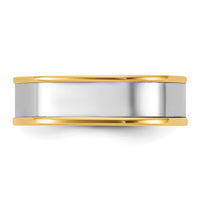 14k Two-Tone Y/W 6mm Step Up Flat Edge Wedding Band Size 9