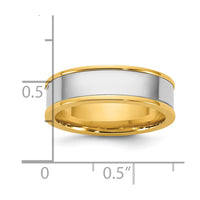 14k Two-Tone Y/W 6mm Step Up Flat Edge Wedding Band Size 7.5