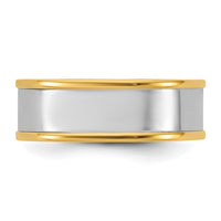 14k Two-Tone Y/W 7mm Step Up Flat Edge Wedding Band Size 9