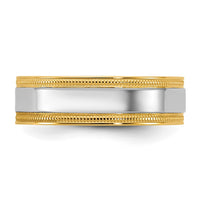 14k Two-Tone Y/W 6mm Milgrain Wedding Band Size 12