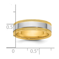 14k Two-Tone Y/W 6mm Milgrain Wedding Band Size 11.5