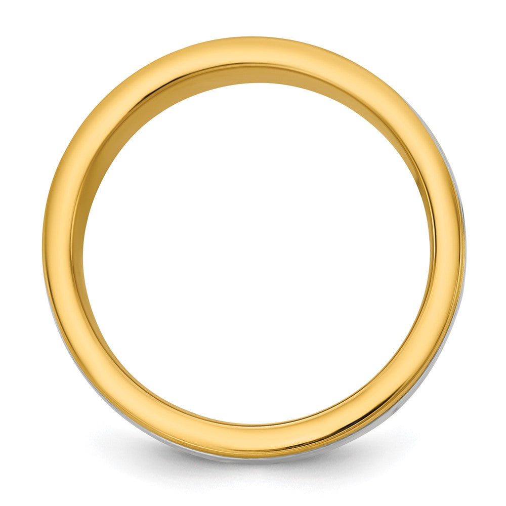 14k Two-Tone Y/W 8mm Milgrain Wedding Band Size 7.5