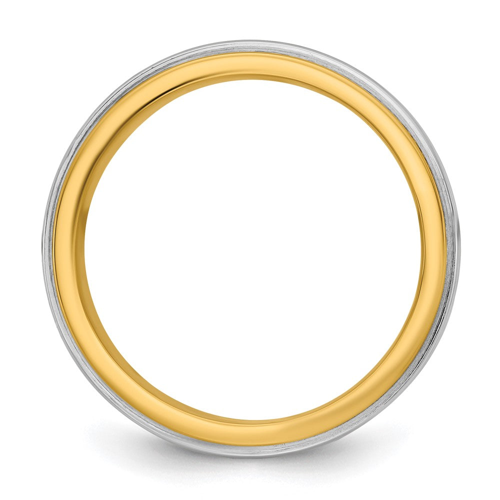 14k Two-Tone Y/W 6mm Double Banded Wedding Band Size 10.5