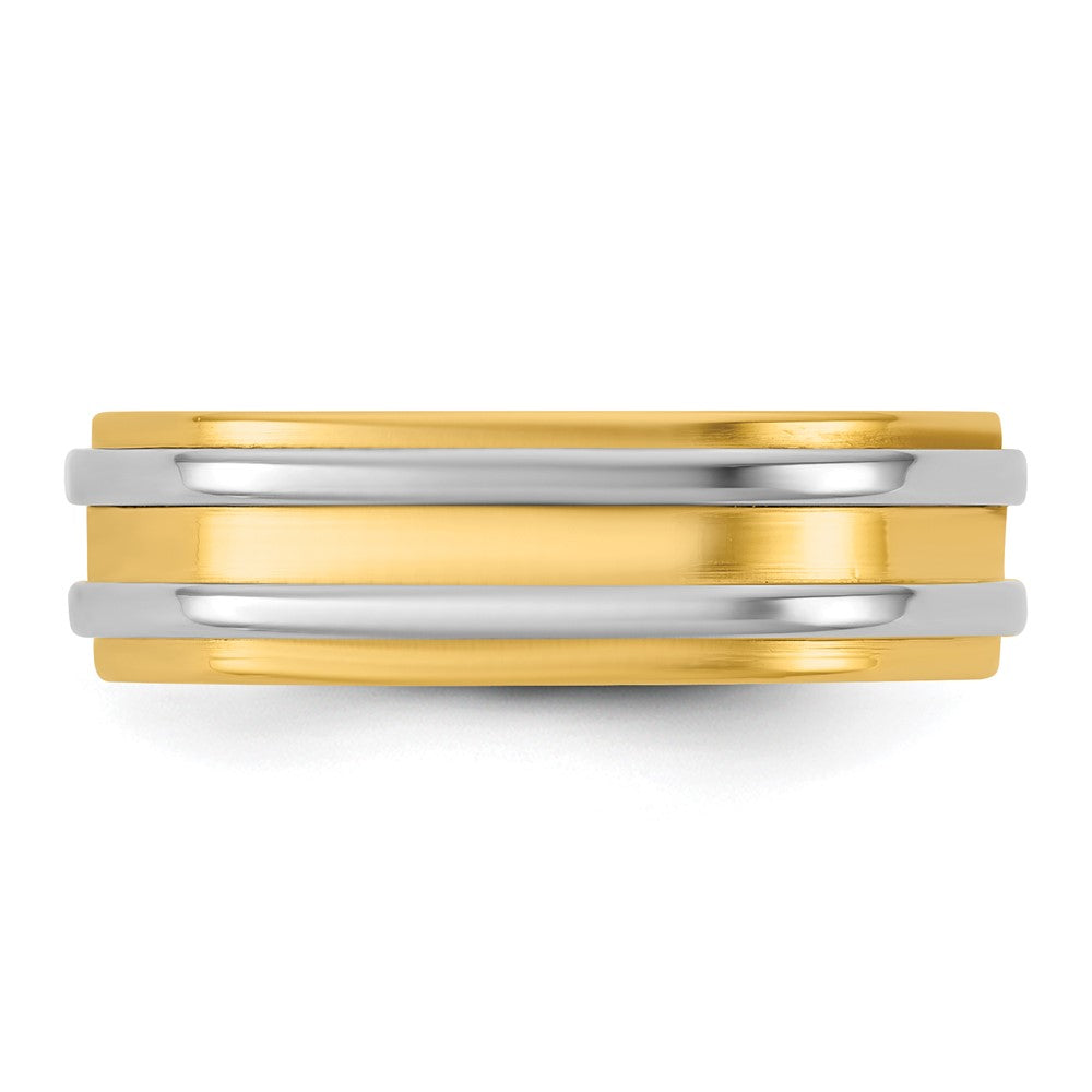 14k Two-Tone Y/W 6mm Double Banded Wedding Band Size 13